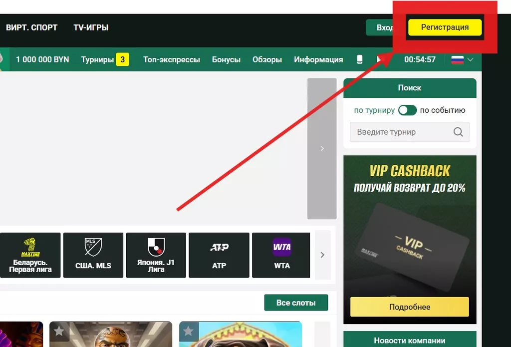 Кнопка регистрации на сайте Макслайн