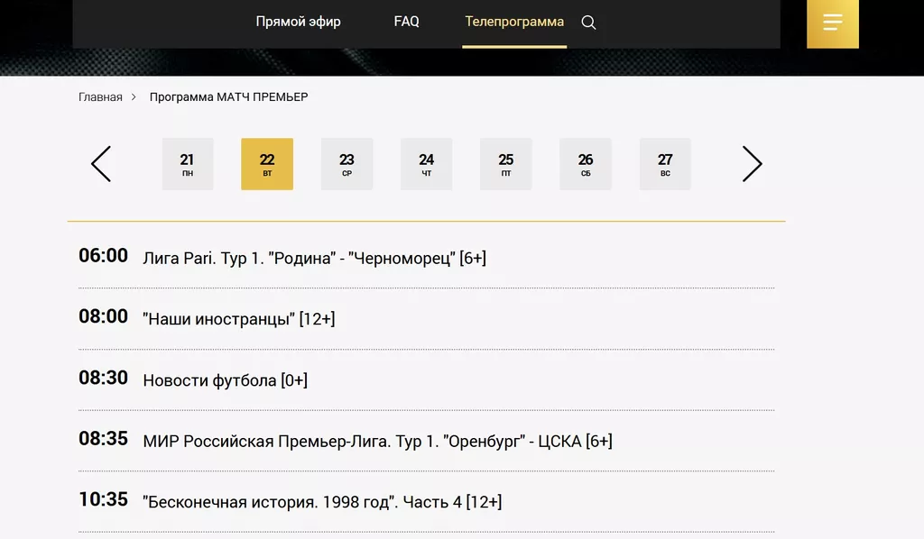 Зрители «Матч Премьер» смотрят футбольные матчи, спортивные новости, аналитические спортивные программы