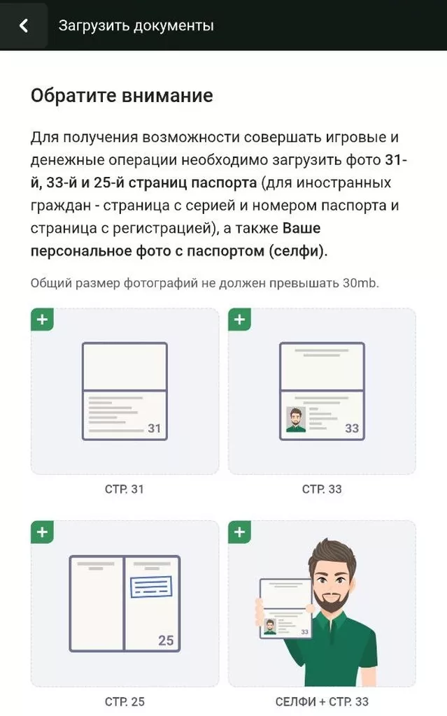 Раздел для прохождения идентификации с телефона