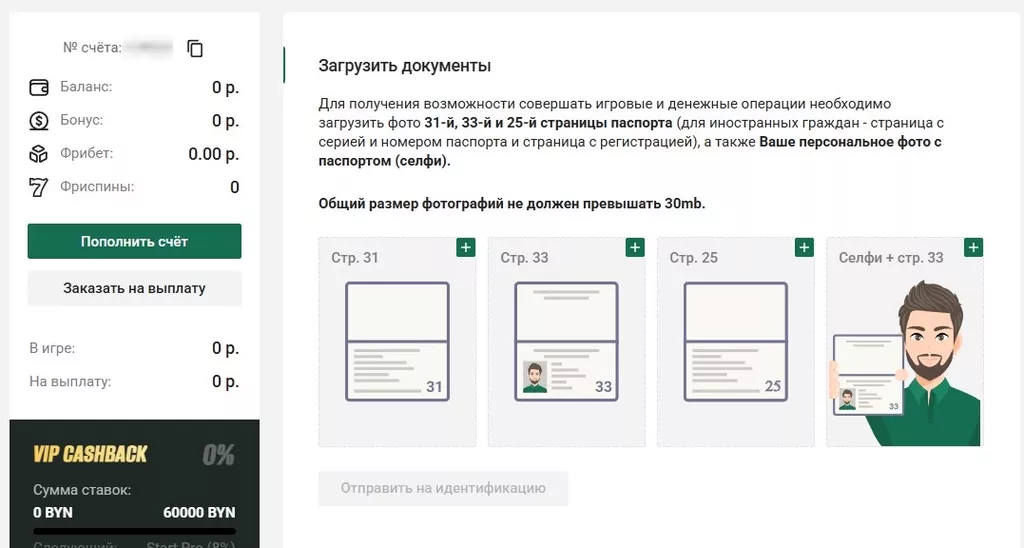 Раздел для совершения верификации в ЛК клиента Maxline на веб-сайте