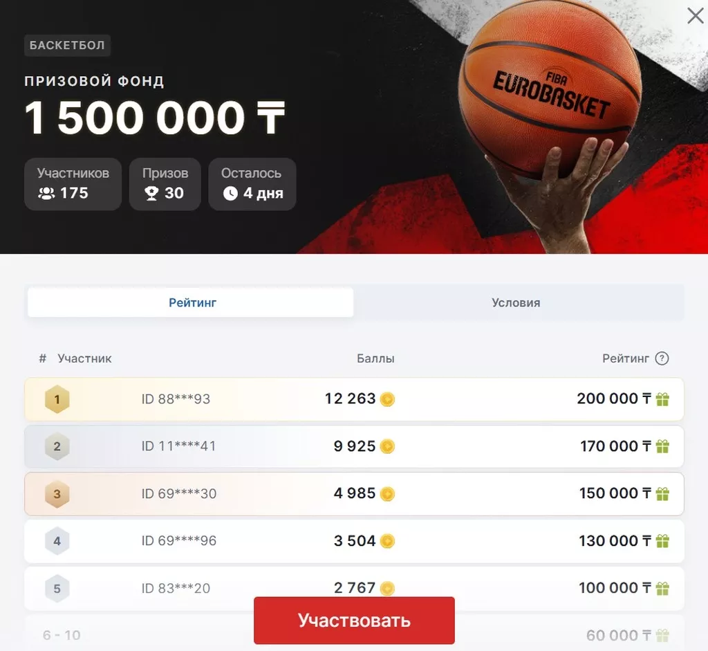 Турнир по ставкам на баскетбол в Fonbet – победитель получит freebet ₸200000
