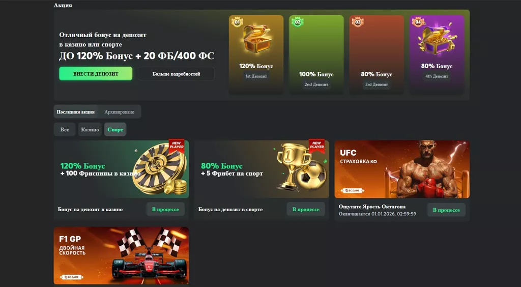 Промо-акции для любителей спорта в БК BC.Game