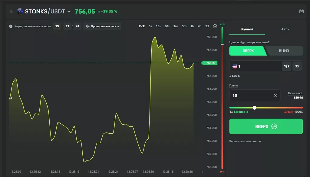 Раздел «Криптофьючерсы» на сайте BC.Game